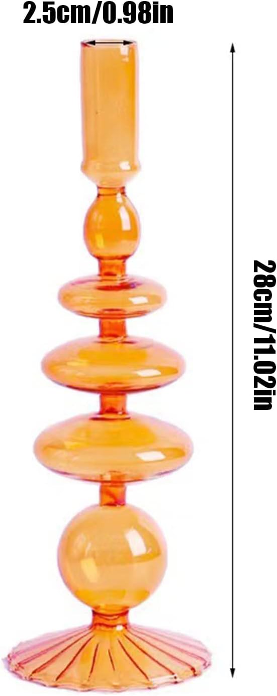 LKPOMI Glass Candlestick Holders - Colorful Glass Taper Candle Stand - Modern Elegant Candle Sticks - Pink