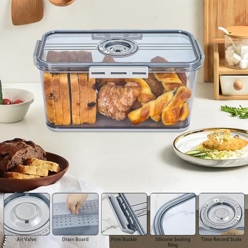 Angju Bread Box With Bamboo Wood Cutting Board Lid & Bread Slicer Holder, Rectangular Cream Color Bread Container For Kitchen Countertop, 40.5 * 21 * 13cm, Bread Storage Container