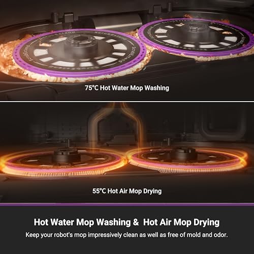 EUREKA Robot Vacuum Cleaner with Mop with Self Cleaning, 16,200 Pa Suction, Auto Mop Hot Water Washing & Hot Air Drying, Anti-Tangle, LDS Navigation, AI Obstacle Avoidance, App & Voice Control, J15