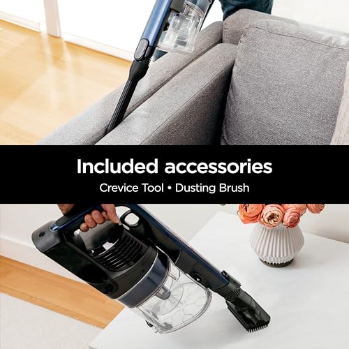 Shark Cordless Vacuum Cleaner with HEPA Filter, Lightweight, Portable, Rechargeable, Powerful Pet Hair Pickup, Removable Handheld, Crevice Tool, Dusting Brush, 50-min Runtime, Blue, IZ363HT