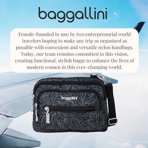 Baggallini Women's Triple Zip Small Convertible Crossbody Fannypack Belt Bag-Lightweight Water-Resistant