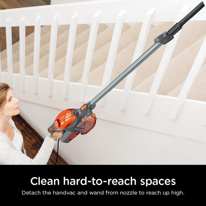 Shark Rocket Corded Bagless Stick Vacuum for Carpet and Hard Floor Cleaning with Swivel Steering (HV302), Gray/Orange