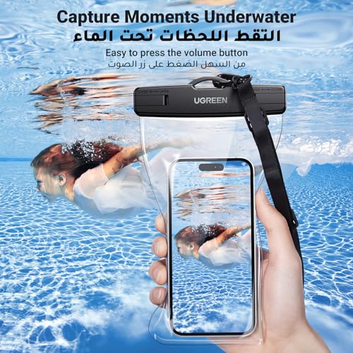 UGREEN Waterproof Phone Case, IPX8 Certified 30M Waterproof Phone Pouch Cellphone Dry Bag Case Fit for up to 7.2'' Compatible with iPhone 16/15/14/13 Series, S24 S25 Ultra 2 Pack