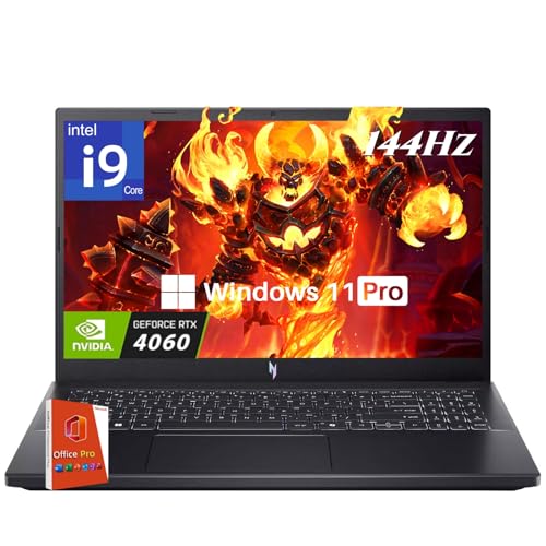 acer Nitro V 15 Gaming Laptop, Intel i9-13900H Up to 5.4GHz, GeForce RTX 4060, 15.6" 144 Hz IPS Display, 64 GB DDR5, 1 TB SSD, Wi-Fi 6, Backlit Keyboard, Windows 11 Pro, Gaming Mouse, 256GB UFD
