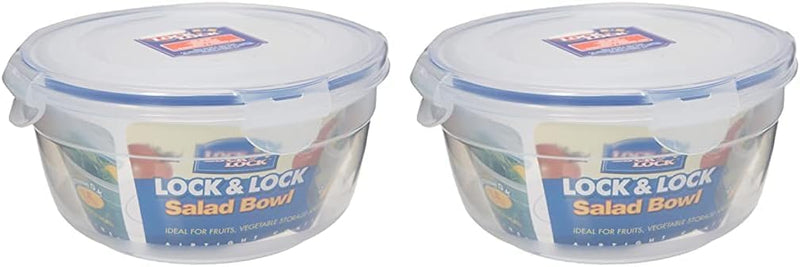 LocknLock 850ml Salad Bowl Airtight, BPA-Free Container with Drainage Tray for Fresh Salads - 28.74 oz Pack of 2