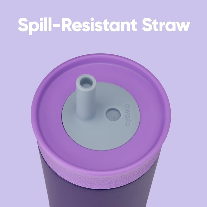 Owala Kids Insulation Stainless Steel Tumbler with Spill Resistant Flexible Straw, Easy to Clean, Kids Water Bottle, Great for Travel, Dishwasher Safe, 12 Oz, Tan and Blue (Seas the Day)