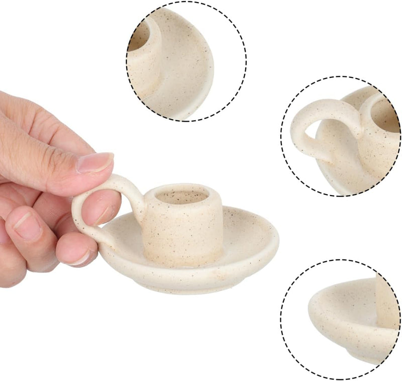 Alipis 2 Pcs Ceramic Candle Holder Taper Candlestick Holder Candlelight Stand for Holiday Dining Room Home Decoration Display Beige