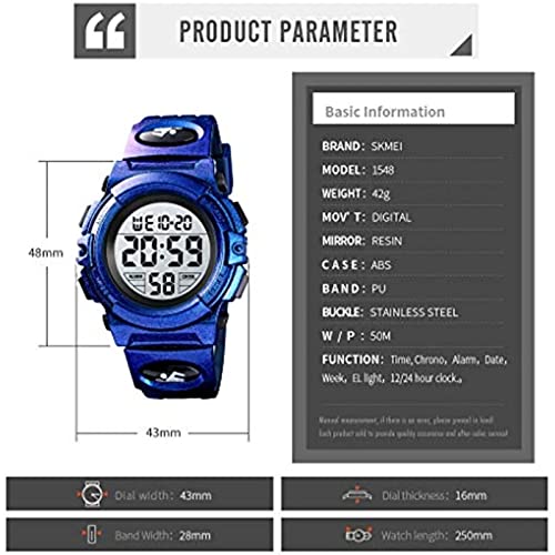 Sport Watch, Wrist Watches for Boys Girls Ages 5-12 Multifunctional Digital Sport Outdoor Chronograph Waterproof Alarm Calendar Analog Watches with Alarm Stopwatch