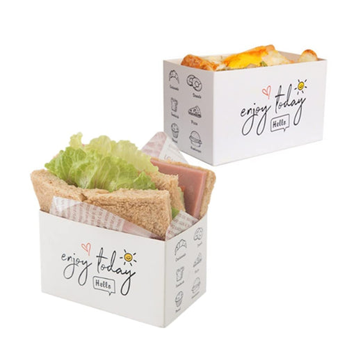 XZJMY 50 Pack Paper Take Out Containers,Mini Burger Boxes,Toast Holding Bread Tray, Sandwich Hot Dog Donut Egg Waffle Packaging Box for Take Out Food Containers (L-A)
