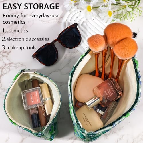 ZLFSRQ 3Pcs Checkered Makeup Bag for Women Large Cosmetic Bag Set Travel Toiletry Bag Makeup Pouch Bag for Purse Pink Zipper Storage Bag Organizer Cute Small Aesthetic Girls Car Essentials Bag