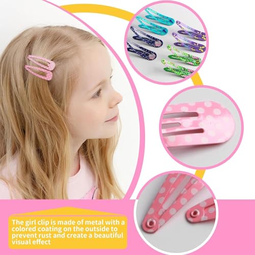 Snap Hair Clips, 100pcs Non-Slip Metal Barrettes Cute Toddlers Hair Clips Assorted Colors 2inch for Girls, Women