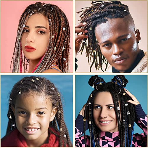 SYOSI 259PCS Hair Jewelry Accessories for Women Braids, Hair Loc Wire Wrapped Adornment for Dreadlock, Hair Aluminum Beads Charms Gold Braids Ring Cuffs Clips with Pendants for Hair Decorations