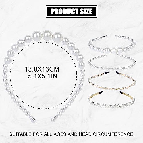 Shining Diva Fashion 4 Pcs Headbands Stylish Pearl Hairbands Hair Accessories Hair Bands for Women Girls (14967hb)
