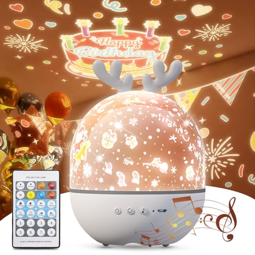 4-in-1 Night Light Projector with Timer and Remote Control for Kids Gift, USB Rechargeable Night Lamp 360Â°Rotatable Sound Machine Baby Sleep Lighting Starry Projector for Baby Children Teen Adult