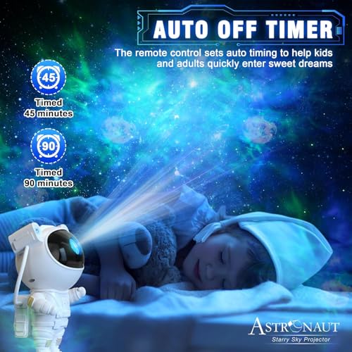 Joyradia Astronaut Projector Lamp Projection LED Night Light Cartoon Spaceman Table Lamp Starry Nursery Colorful Change Children Baby Bedroom Home Decor Creative Gift
