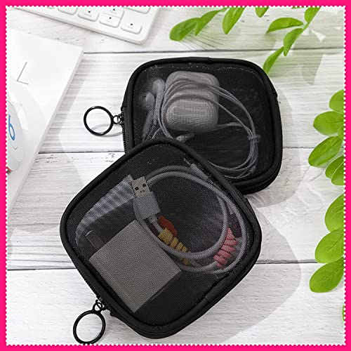 4 Pcs Mesh Makeup Bag Mesh Zipper Pouch Mini Portable Keychain Pouch Cosmetic Coin Purse Small Pouch Small Purse Organizer Travel Case for Toiletries Women Accessories Beauty Sponge Holder, Black
