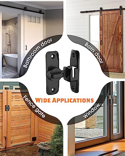 YogePote 90/180 Degree Barn Door Lock, Small Flip Gate Latches Hardware, Door Security Sliding Door Latch Lock fo Cabinets, Barn Door, Bathroom, Gardenr Doors (Black-2Pcs)