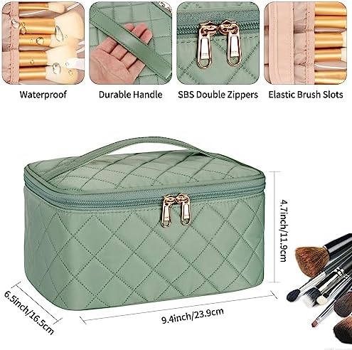 OCHEAL Makeup Bag, Portable Cosmetic Bag, Large Capacity Travel Makeup Case Organizer, Black Makeup Bags For Women Toiletry Bag for Girls Traveling With Handle and Divider