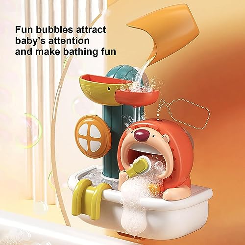NALACAL Baby Bath Toys, Lion Bath Bubble Machine, Toddler Water Toy for Bathtub, Fun Simple Physics Educational Bathtub Water Toy for 1, 2, 3 Year Old Boys Girls