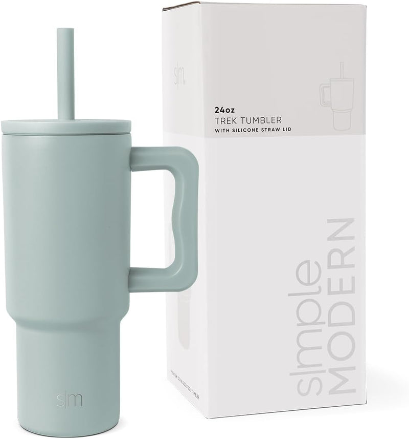 Simple Modern Kids 24 oz Tumbler with Handle and Silicone Straw Lid | Spill Proof and Leak Resistant | Reusable Stainless Steel Bottle | Gift for Kids Boys Girls | Trek Collection | Asteroid
