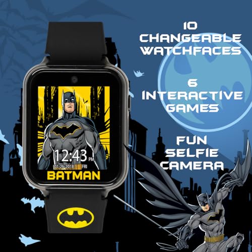 Batman Kids Smart Watch Touchscreen with Camera Voice Recorder Games Stopwatch Alarm Timer Fitness Tracker Calculator – Adjustable Strap Fits 5.5" to 8" Wrists