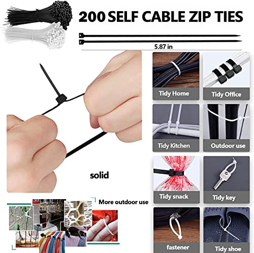 273 Pcs Cable Management Kit, ????? ???????? Cable Organizer for Home and Office. Useful for Power Cord, USB Cable, TV Cable, PC, Desktop Cable clips bundle, Home Office Cord Organizer for Desk etc