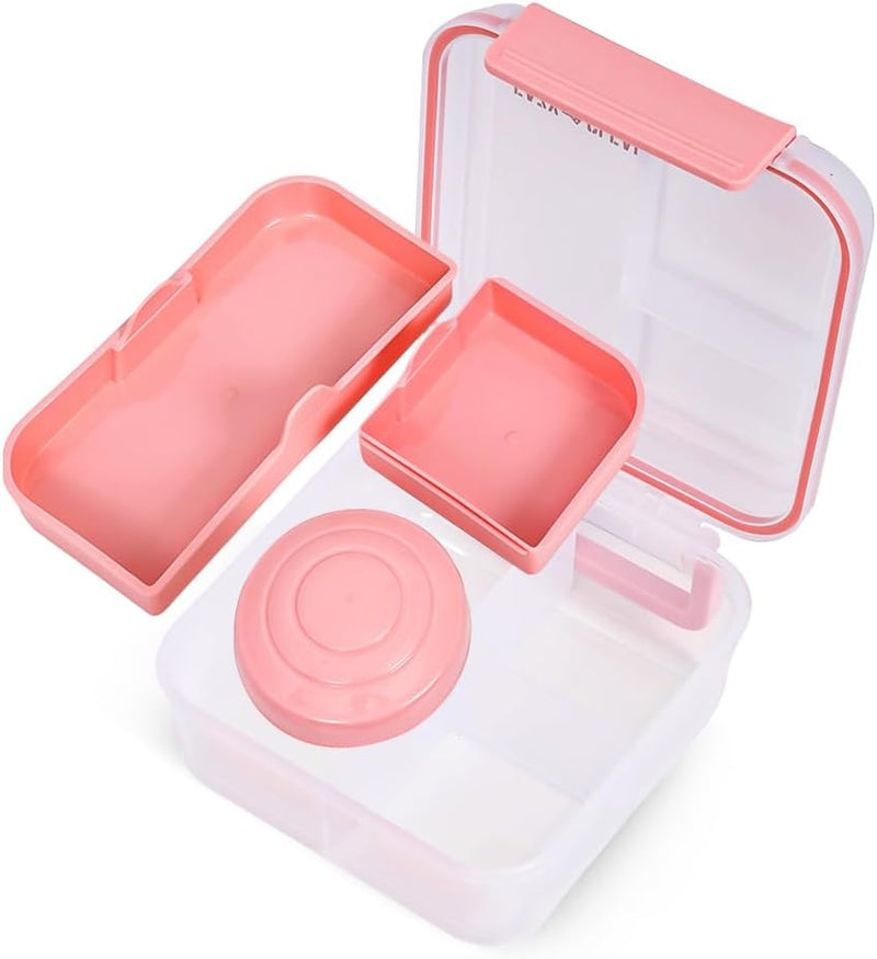 3/4/5 Compartment Convertible Bento Lunch Box with Gravy Bowl, Pink