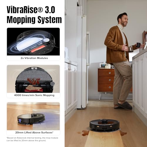 roborock S8 MaxV Ultra Robot Vacuum & Sonic Mop, 10000 Pa Suction, Corner to Edge Deep Cleaning, Hot Air Self-Drying, Auto Empty & Refill, Detergent Dispenser, Obstacle Avoidance,Black