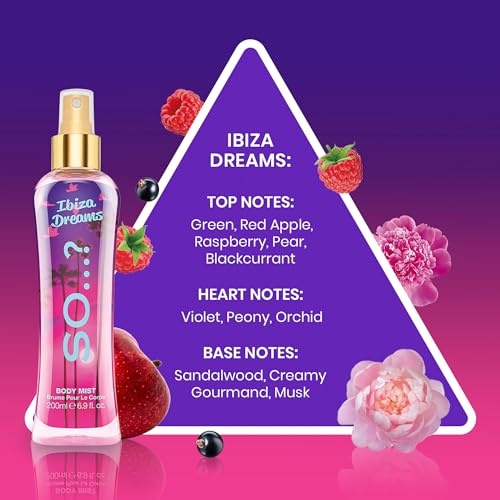 So?? Summer Escapes Ibiza Dreams Body Mist for Women ??Luxuriously Long-Lasting Fragrance Spray with Exotic, Sun-Kissed Notes, Capturing the Essence of a Tropical Getaway, 200ml