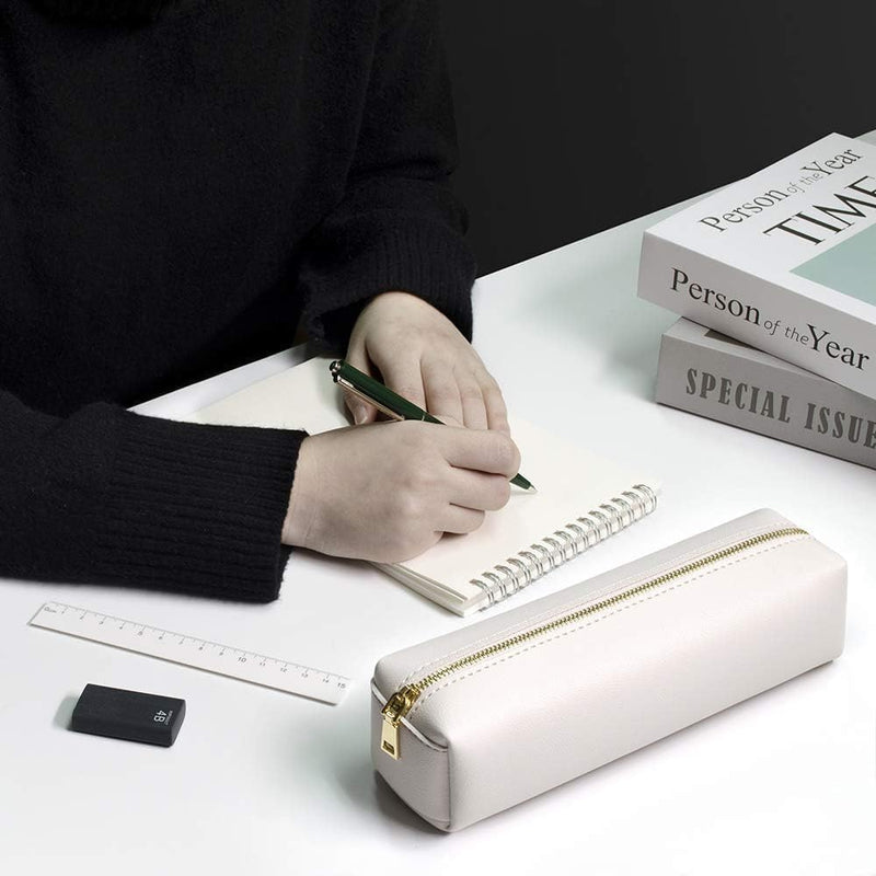 Pencil Bag, Stylish Faux Leather Pencil Case with Zipper Closure, Small and Lightweight Pencil Pouch for Students, Artists, and Professionals