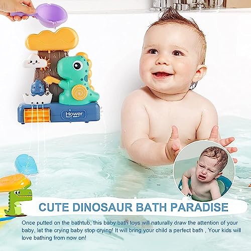 NALACAL Baby Bath Toys, Bathtub Toys Cute Dinosaur Shower Waterfall Water Station Toy with Cup, Dinosaur Bath Toys for Bath Tub Wall and Bathroom Shower Swimming Pool Outdoor Sprinkler Toy