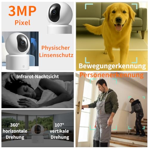 Xiaomi Smart Camera C301 | 3MP (2304 * 1296) resolution | Infrared Night Vision | 360� horizontally and 107� vertically | Human Detection | protecting privacy | two-way voice calls