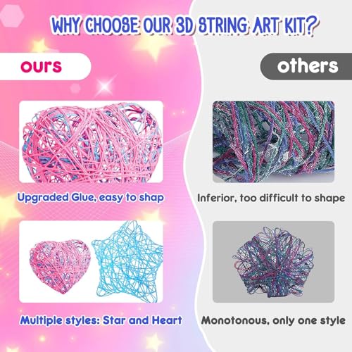 AMERTEER 3D String Art Kit for Kids | DIY Lantern Craft Kit with LED Lights & Tassels | Arts & Crafts Gift for Girls & Boys Ages 7-12 | Creative Toy for Home Decor & Festive Decoration Fun