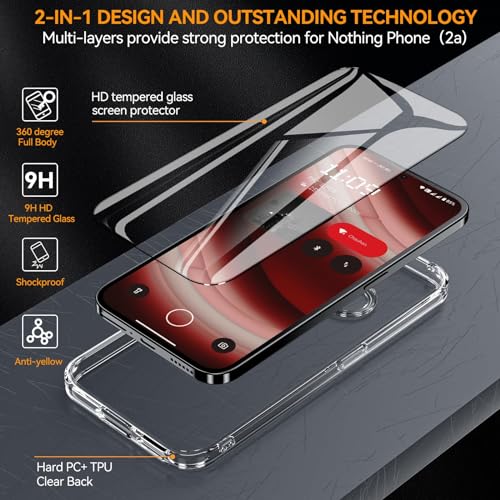 For Nothing Phone 2a / 2a Plus Case and Screen Protector Accessorise, Camera Lens Protection Back Cover, TPU Shockproof Clear Anti-Yellow Protective Casing