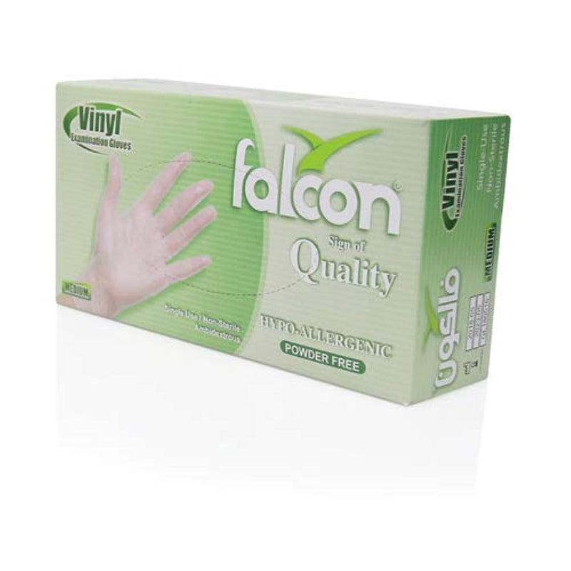 Falcon Vinyl Gloves - Clear Powder Free (M)