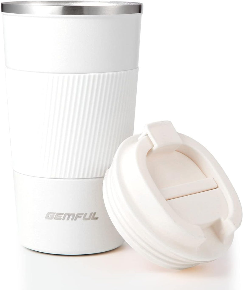 GEMFUL Travel Coffee Mug Stainless Steel Vacuum Ice and Hot Drinks Insulated Tumbler for Home Office Outdoor Works, 380ml, Pink