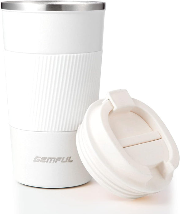 GEMFUL Travel Coffee Mug Stainless Steel Vacuum Ice and Hot Drinks Insulated Tumbler for Home Office Outdoor Works, 380ml, Pink
