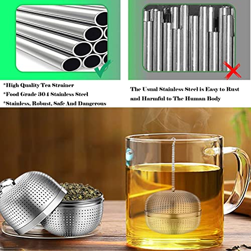 Azonee Tea Infuser for Loose Tea, Stainless Steel Tea Infuser Mesh Tea and Herb Ball Strainer, Tea Ball Strainers Infuser with Drip Trays, for Loose Leaf Tea, Herbal Tea, Mugs Teapots Spice(2 Pcs)