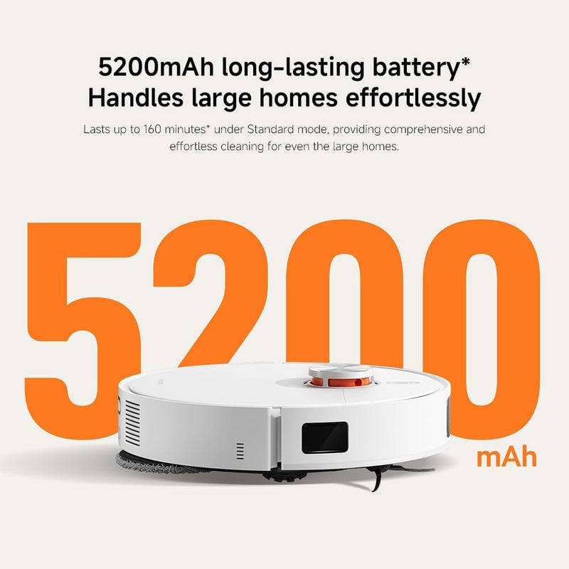 Xiaomi Robot Vacuum X20 Pro with 7000Pa Suction power, Auto Mop washing, Hot air drying, Auto dust collection, Carpet Detection, LDS, 160min Runtime, App & Voice Control, White