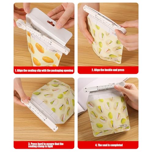 Food Bag Sealing Clip | Food Storage Sealing Bag Clips | 6X Food Package Sealing Clamp with Time Scale for Snacks, Coffee, Sandwich, Candy