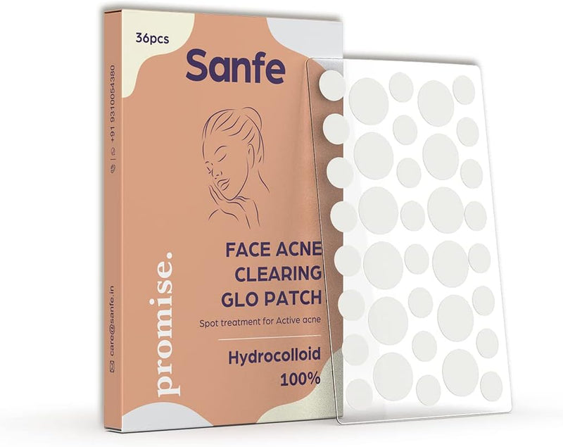 Sanfe Promise Face Acne Pimple Patch - Pack of 36 | Pimple Healing & Spot Clearing Patch | Absorbing Cover |Invisible, Blemish Spot, Hydrocolloid, Skin Treatment