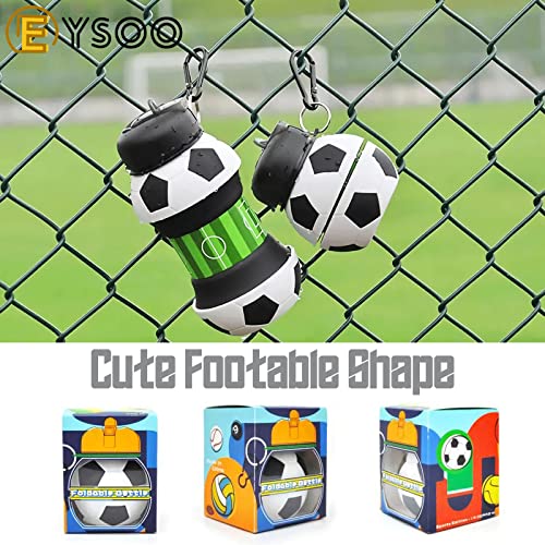 EYSOO Kids Water Bottle 550ml / 19oz Foldable Water Bottle BPA Free Silicone Sports Water Bottle for Gym Camping Hiking