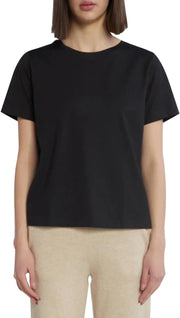 Womens Smooth Cotton Crew Neck Tee Ss Other Tops - BLACK