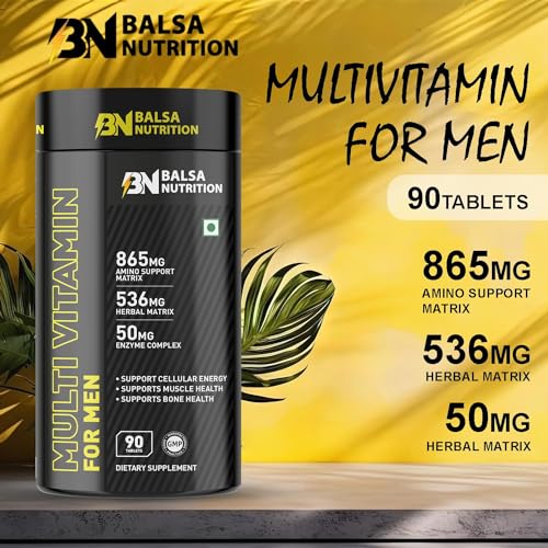 Balsa Nutrition Men's Multivitamin- 90 Tablets |Essential Daily Support For Men's Health, Boosts Immunity, Muscle Recovery, Bone Health, Mental Focus, Cellular Energy & Vitality |Non- GMO, Gluten Free
