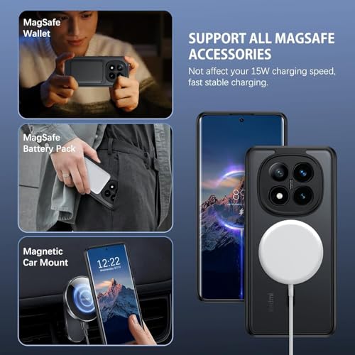 For Xiaomi Redmi Note 14 Pro Plus 5G Magnetic Case, Compatible with MagSafe, TPU+PC Shockproof Matte Skin Feel Mobile Phone Back Cover, Anti-fingerprint Slim Fit Protective Casing