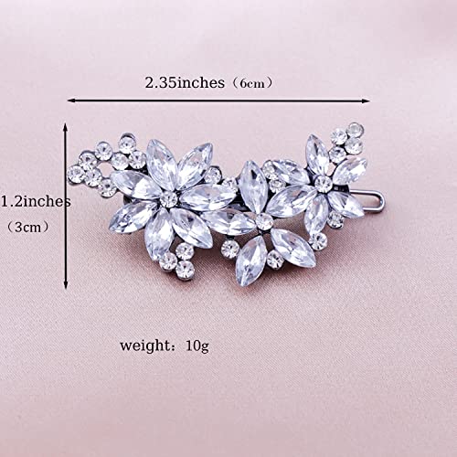 Goledwedy Crystal Flower Bridal Hair Clips(2 Pcs) Rhinestone Wedding Hair Clips For Brides