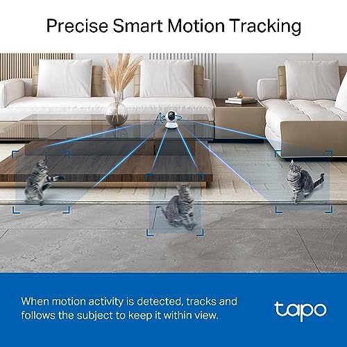 Tapo TP-Link 2K QHD Pan/Tilt Security Camera for Pet Camera, Baby Monitor, Motion Detection, Motion Tracking, 2-Way Audio, Night Vision, Cloud &SD Card Storage, Works w/Alexa & Google Home( C220)