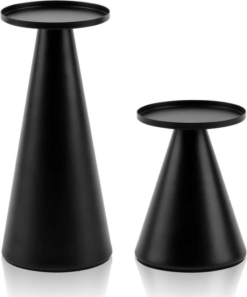 Black Metal Pillar Candle Holder Set of 2 Mothers Day,Modern Iron Pillar Candle Stand for Table Centerpiece Wedding Dinning Home Decor Gift