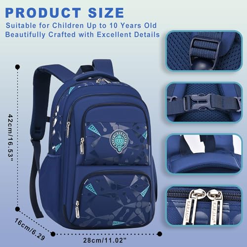 Exclusive School Bag for Boys, Large Capacity, Waterproof Kids Backpack with Ergonomic Design. Fits Textbooks, Lunch Box, and Snacks. Ideal for Grades 1-3.