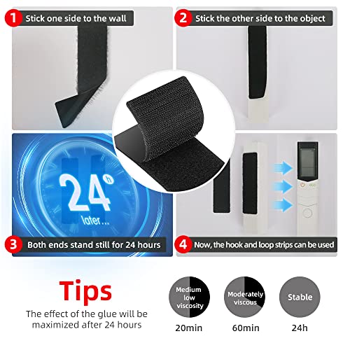 NISUOIEN 15 Sets Strips with Adhesive - Strong Double Sided Tape with Hook and Loop - 1 x 4 Inch